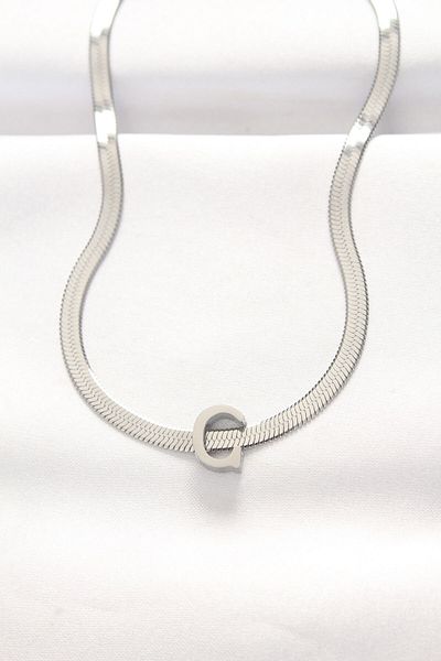 Skygo 316L Steel Special Series C Letter Silver Color Italian Chain Necklace