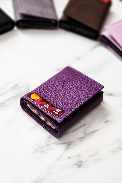 The East Polo Club Portofoliu portofoliu pentru bărbați din piele, cu mecanism, prune, din piele vegană