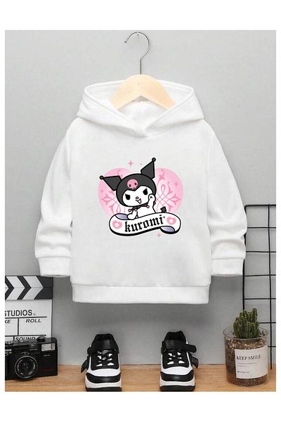 Massgai Children's Kuromi Character Printed Custom Cotton Hooded Sweatshirt