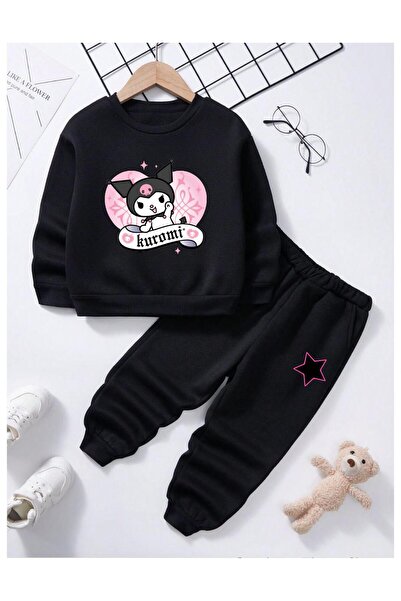 Massgai Детски анцуг от специален памучен материал с щампа на героите Kuromi и кръгло деколте