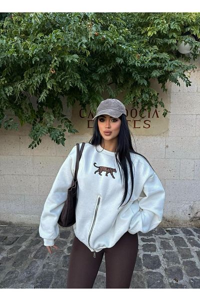 ELBEY Three Thread Tiger Printed Sweatshirt with Raised Inside