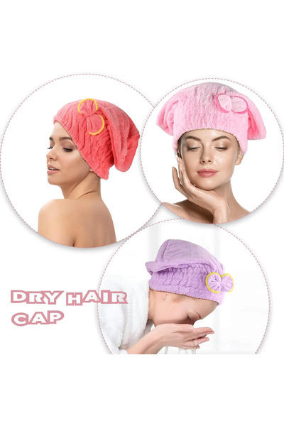 Küçük Mutluluklar Fiyonklu Saç Kurulama Bonesi Lastikli Bukle Havlu Saç Bonesi Fiyonklu Saç Bonesi