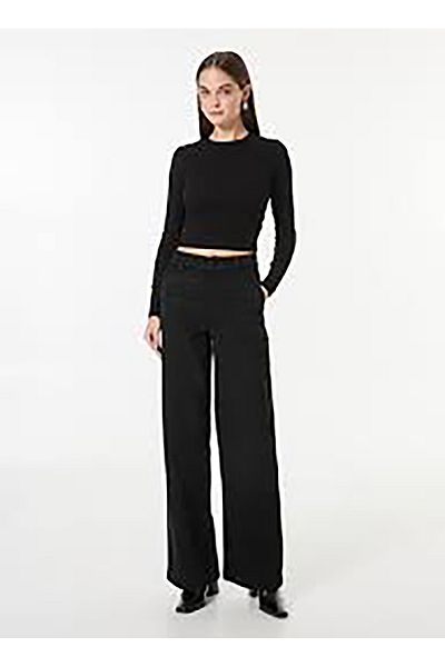 Sisley Normal Waist Normal Black Women's Trousers 4Tlalf062