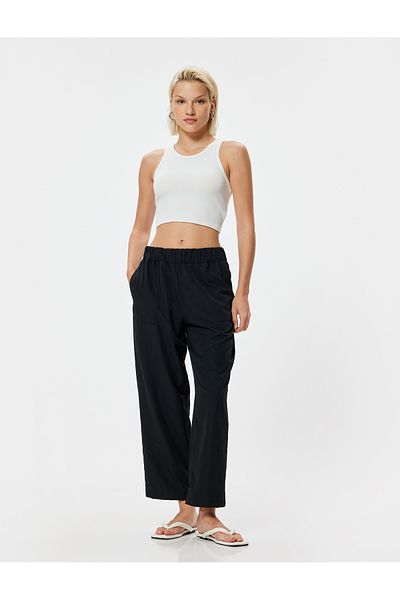 Koton Standard Waist Wide Leg Trousers with Pockets