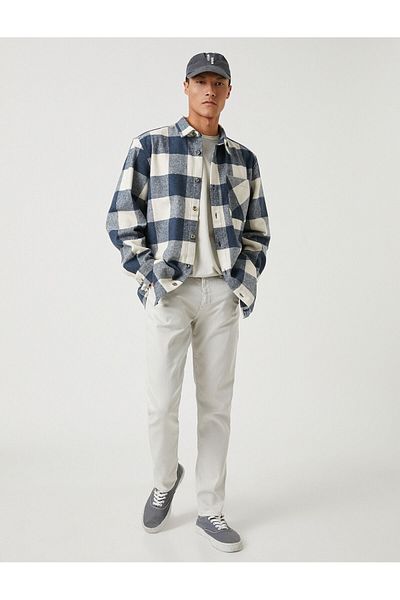 Koton Basic Woven Trousers with Button Detail, 5 Pockets