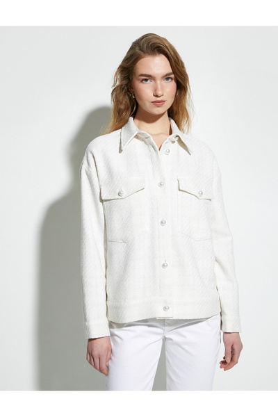 Koton Kapsa s klopou košile s kovovým třpytivým zapínáním na perleťové knoflíky