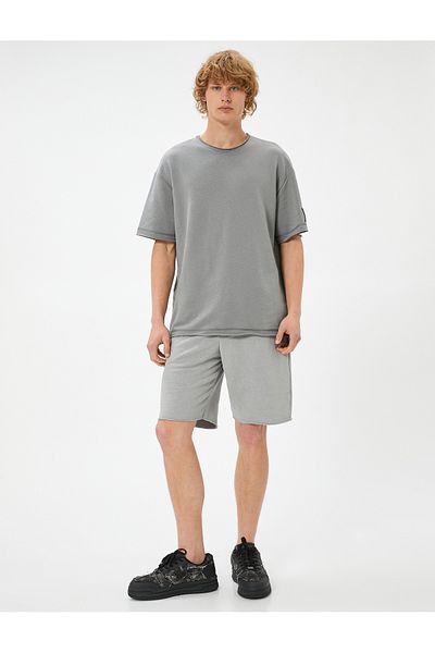 Koton Oversize Shorts Bermuda Washed mit Schnürtasche in der Taille