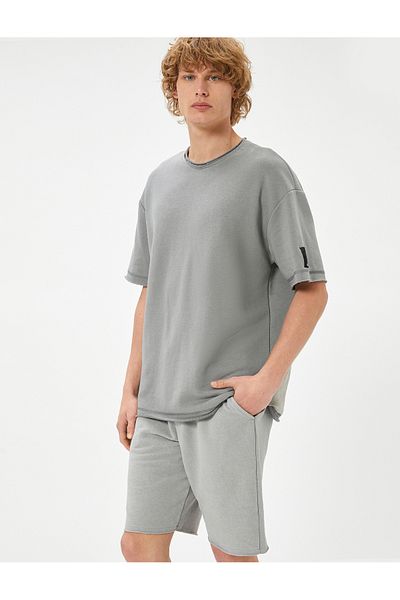 Koton Oversize Shorts Bermuda Washed mit Schnürtasche in der Taille