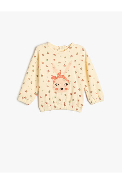 Koton Langarmshirt aus strukturierter Baumwolle mit Rundhalsausschnitt und Sw...