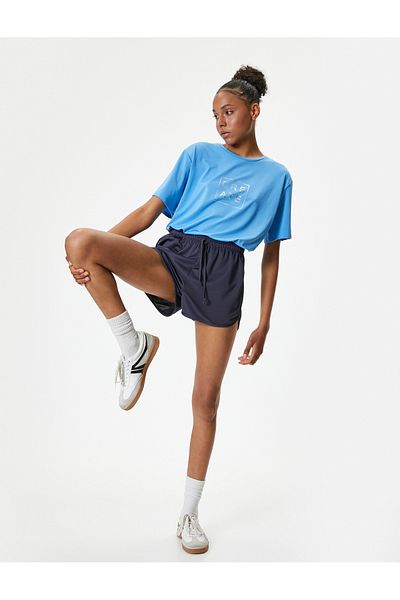Koton Tricou sport oversize cu decolteu triplu - Imprimat cu slogan, mânecă scurtă