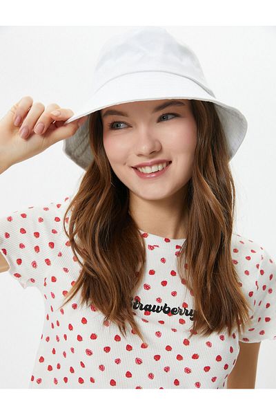 Koton Strawberry Crop T-shirt με κοντό μανίκι Crew λαιμόκοψη, βαμβακερή υφή