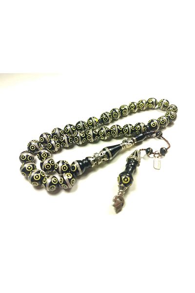 İskeçe Exclusive Halil Hilmi Master's Artifact Silver Embroidery Silver Spiral Enamel Kuka Prayer Beads Certified 6163