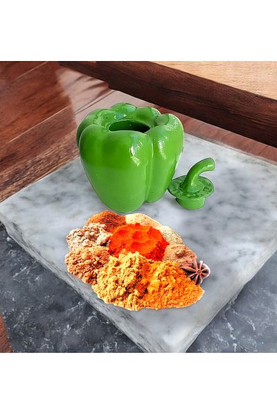 Uğur Böceği Ticaret Green Figurine - Pepper Shaped Spice Tea Port