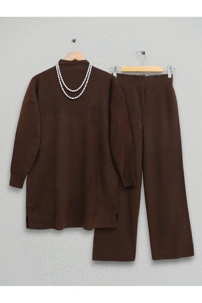 Modamorfo Σετ Πλεκτά Μισόστομο -καφέ