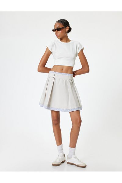 Koton Poplin Fabric Detailed Mini Skirt - A-line Standard Waist