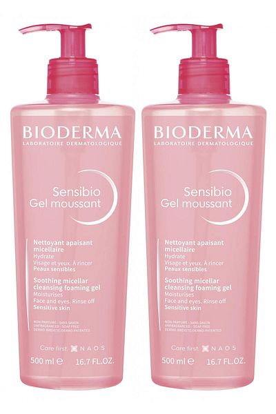 Bioderma Cleansing Gel for Sensitive Skin - Sensibio Foaming Gel 500 ml 2 Pieces
