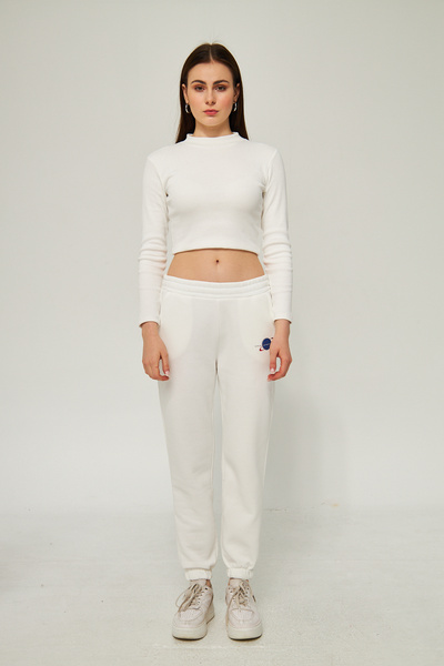 CrazyShopping Γυναικείο παντελόνι με 3 κλωστές, επικαλυμμένο με φλις εσωτερικά, με τσέπες και στάμπα