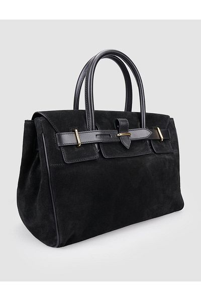 Cabani 100% Genuine Leather Black Suede Women's Shoulder Bag