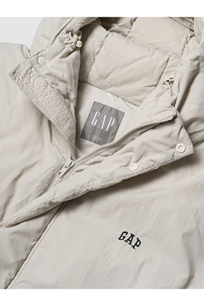 GAP Erkek Kırık Beyaz Geri Dönüştürülmüş Gap Logo Puffer Şişme Mont