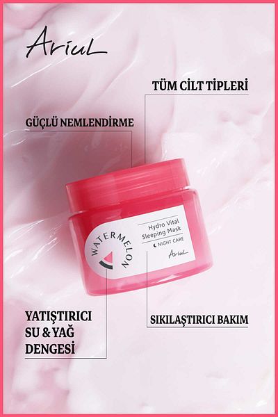 Ariul Watermelon Hydro Night Mask 80 ml | Anti-Wrinkle, Tightening | Hyaluronic Acid and Vitamin
