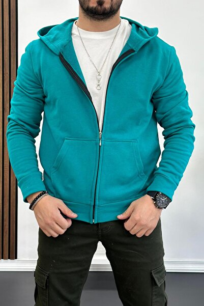 Edwox Turquoise Hooded 3 Thread Cardigan - Edw223