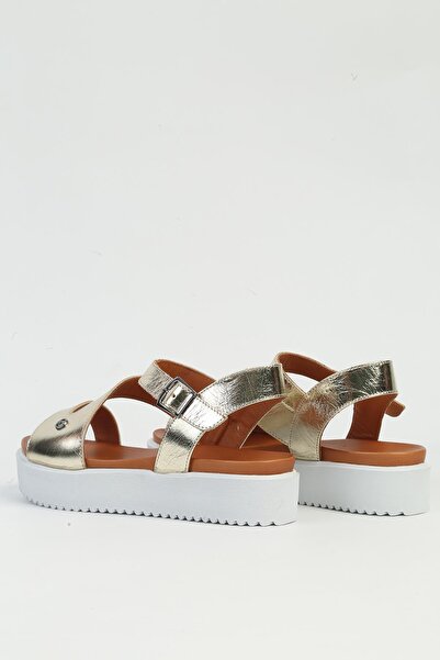 Pierre Cardin Pck-5003 Model Gold Women's Leather Sandals