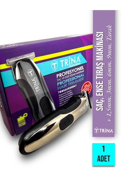 Trina Tıraş Makinası, Saç, Sakal, Ense, Vücut + 4 Adet Tarak. Trina 0041