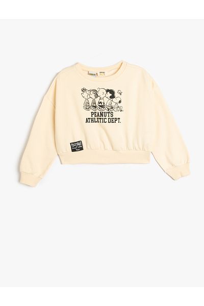 Koton Snoopy Printed Licensed Long Sleeve Raster Sweatshirt - Crew Neck