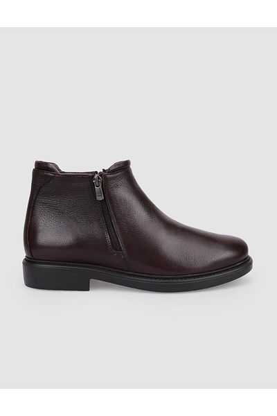 Cabani 100% Genuine Leather Brown Double Zipper Men's Casual Boots