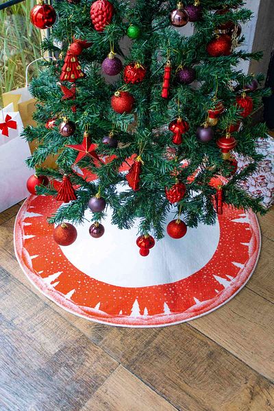 Aden Pine Tree Foot Carpet Cover, Christmas Tree Cover, Pine Pattern 80X80 cm Woven Base