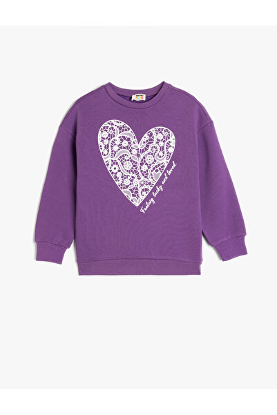 Koton Bavlněná vyvýšená mikina se vzorem srdce