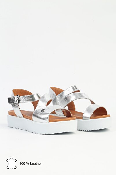 Pierre Cardin Silver Women's Leather Sandals Pck-5003