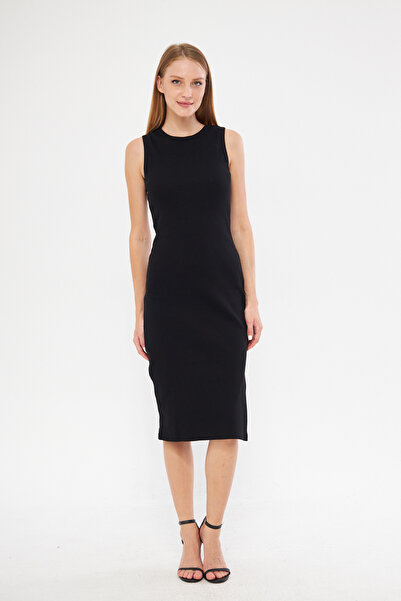 ESPİNA Kadın Kaşkorse Yırtmaçlı Halter Yaka Kalem Elbise