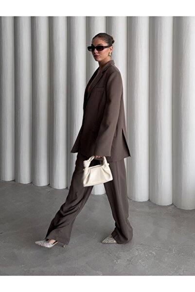 Laluvia Sötét nyérc Cosmopolitan arany gombos blézer dzseki nadrág szett - 9418