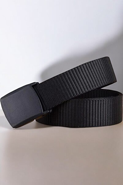 CANARİS Antialergický černý látkový opasek taktického stylu s plastovou přezk...