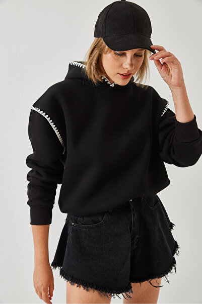 Bianco Lucci Kadın Kapişonlu Dantel Detaylı Sweatshirt 60601028