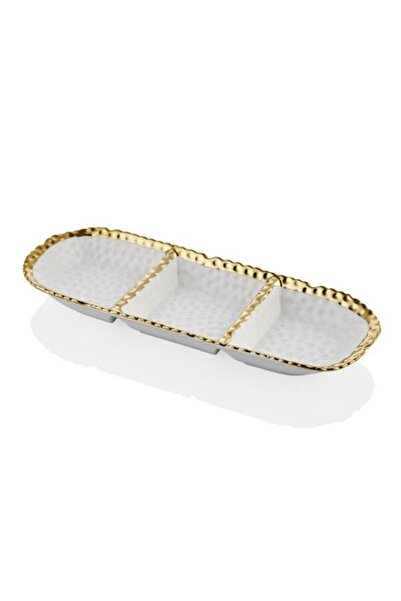 Gürdamar Home HAMMERED WHITE GOLD 3-PIECE COOKIE BOWL 36X13X3,5 CM