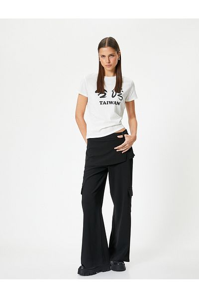 Koton Tricou imprimat, cu mânecă scurtă, cu decolteu, bumbac