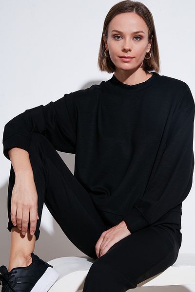 Lela Суитшърт с кръгло деколте Scuba Fabric Oversize 5865879