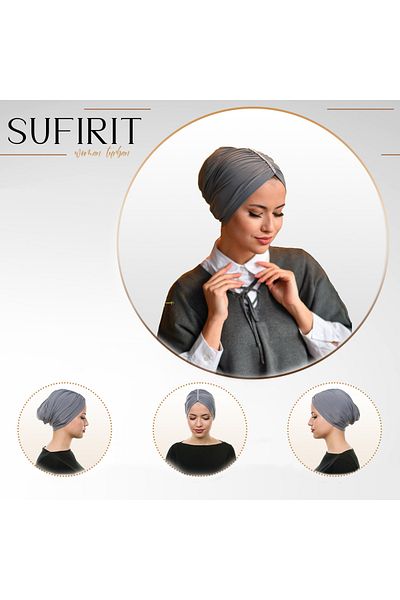 Sufirit Stone Detailed Drawstring Bonnet - Hijab Bonnet - Ready Scarf Bonnet Shawl - Design Models