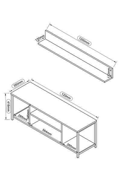Remaks Jolie 120 Cm Metal Tv Sehpası Raflı Tv Ünitesi Televizyon Sehpası Antrasit