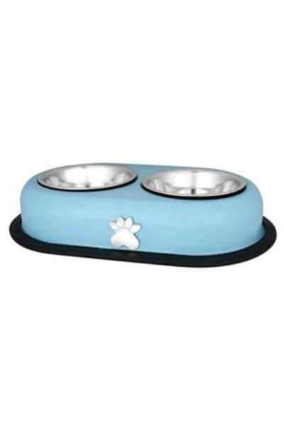 Pawise Ddbxp(m) 1Pt Paw Patterned Double Food Bowl 13.5 cm
