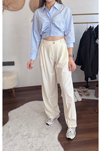 Butik Pamuk Kumaş Palazzo Pantolon