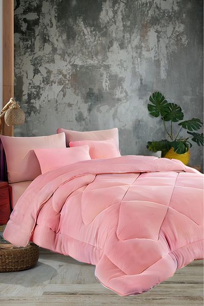 ROZET TEKSTİL Double Pink (195 X 215) Double Sided Wellsoft Luxury Quilt