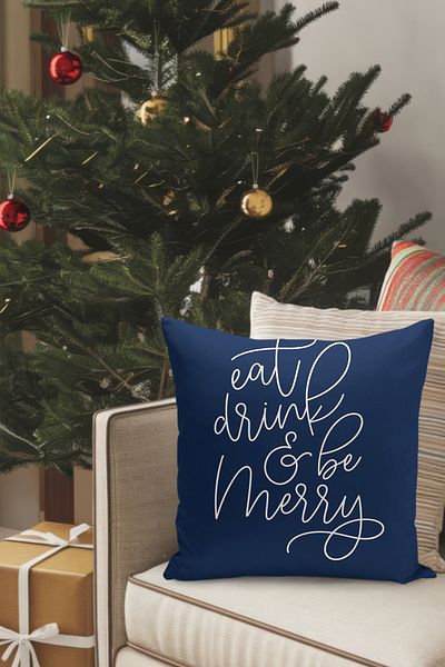 Filamente Christmas Themed Throw Pillow Cover / Christmas - Christmas Cushion Cover (Double-Sided Printed - Hidden Zipper)