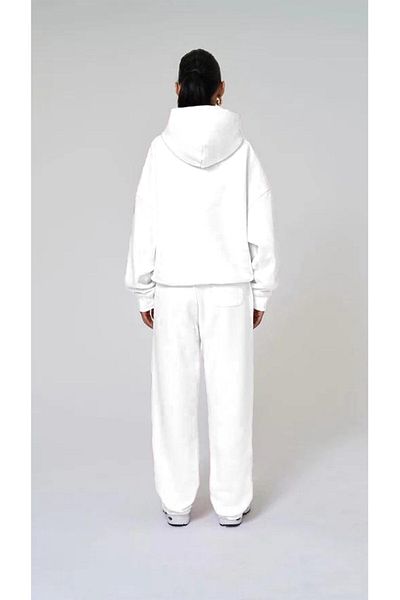 The Champ Clothing Set de trening supradimensionat cu glugă albă, cu talie elastică, cu buzunar pentru picior