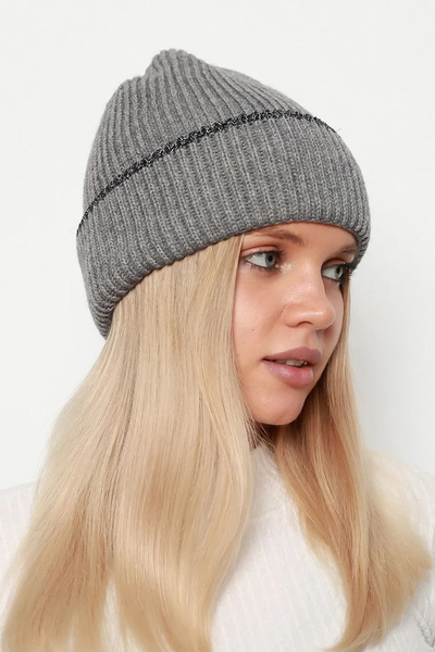 REMSA Gray Women's Beret - Glitter Detailed, Model Rkş-1139