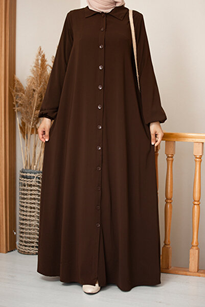 Nissra Ankanoor Bitter Brown Full Length Buttoned Ferace Anka 255000