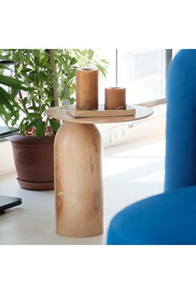 Simillo Home&Living Ahşap Tekli Mantar Naturel Renk Yan Sehpa Modern Fiskos Ç...