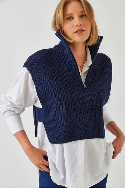 Bianco Lucci Women's Zippered Knitwear Sweater 60261018